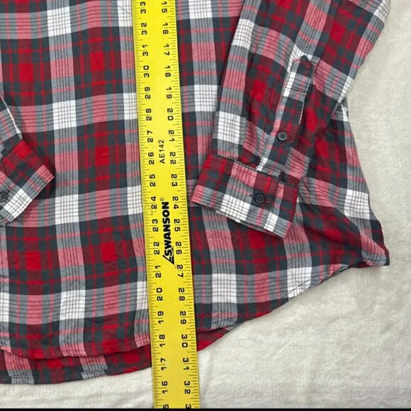 Time and Tru Plaid Button Sleeve Blouse XL - Picture 8 of 12
